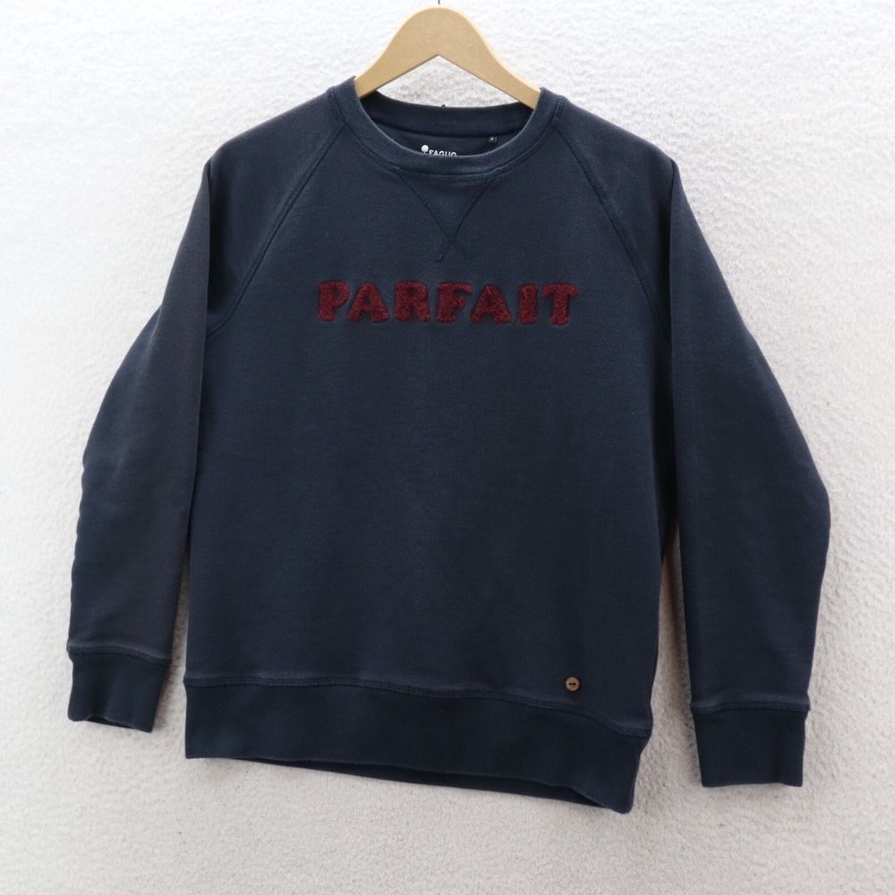 Faguo Sweatshirt Men's Medium Navy Blue Darney Parfait Crewneck Chenille Patch